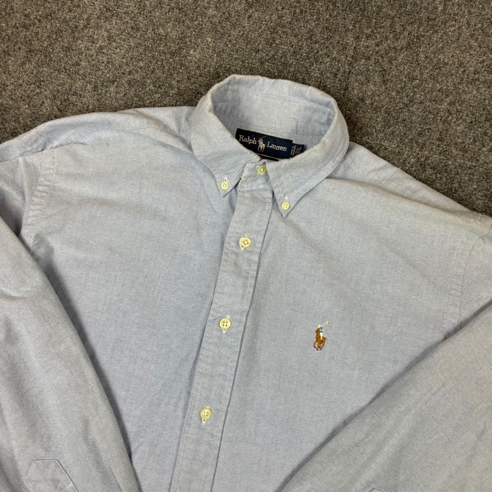 Ralph Lauren Yarmouth Mens Size 15.5 32/33 Blue Cotton Oxford Button Down Shirt